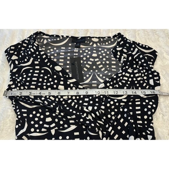 Worthington Geometric Blouse Cap Sleeve Polyester Blend Women's Size Petite S - Picture 10 of 13